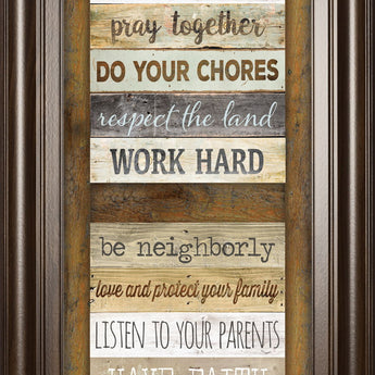 Farmhouse Rules Shutter By Marla Rae - Framed Print Wall Art - Dark Brown