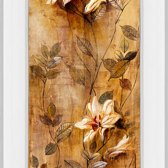 Candlelight Lilies Il By Douglas - Mirror Framed Print Wall Art - Beige