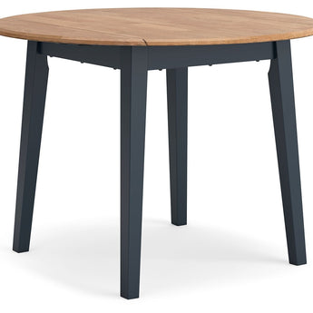 Gesthaven - Round Dining Room Drop Leaf Table - Natural / Blue