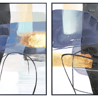 Hd Print Textured Canvas In Frame (Set of 2) - Blue