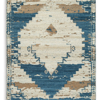 Varnler - 5' x 7' Rug - Blue / Brown / Tan