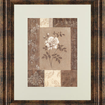Single Rose By Vivian Flasch - Framed Print Wall Art - Light Brown