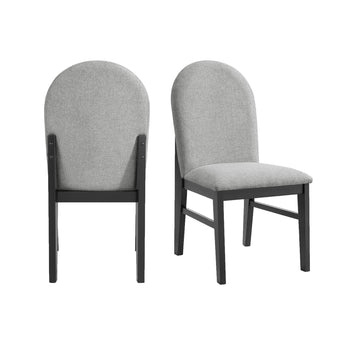 Edison - Silla de comedor auxiliar con tela (juego de 2) - Negro y gris claro