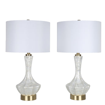 Crystal Shell Capiz Shell & Metal Table Lamp (Set of 2) - White Shell / Soft Gold