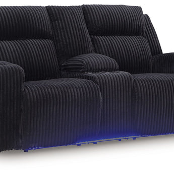 Forest Lake - Power Reclining Loveseat With Console / Adj Headrest - Black