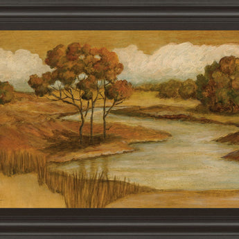 River Scene II - Framed Print Wall Art - Light Brown