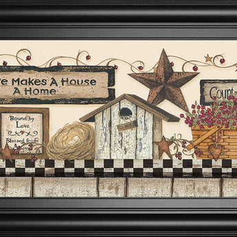 Love Makes A House A Home By Linda Spivey - Framed Print Wall Art - Beige