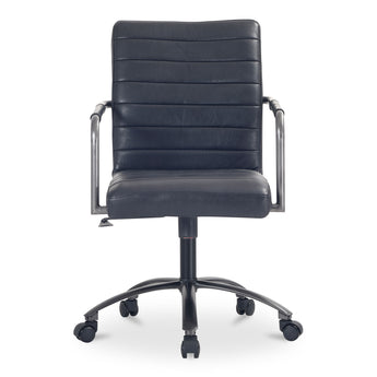 Roy - Silla de oficina de cuero - Negro