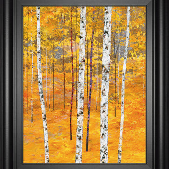 Iridescent Trees IV By Alex Jawdokimov - Framed Print Wall Art - Yellow