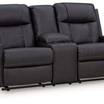 Mackmenville - Double Reclining Loveseat With Console - Carbon