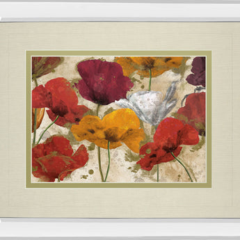 Happy Flowers By Katrina Craven - Mirror Framed Print Wall Art - Red