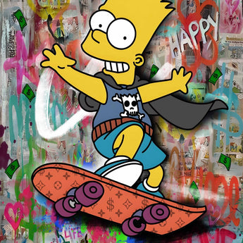 Graffiti Mischief Burst - 32" x 48" Framed Wall Art - Yellow