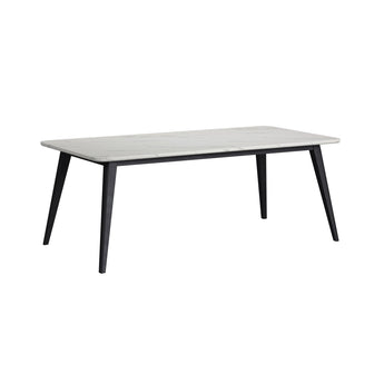 Marlene - Mesa de comedor con tablero de imitación mármol blanco - Blanco