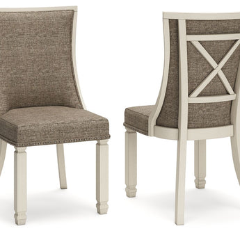 Bolanburg - Silla auxiliar de comedor UPH (juego de 2) - Respaldo de celosía - Marrón/Beige