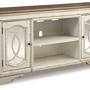 Realyn - XL TV Stand w/Fireplace Option - Chipped White