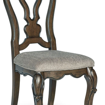 Maylee - Marrón oscuro - Silla auxiliar tapizada de comedor (juego de 2)