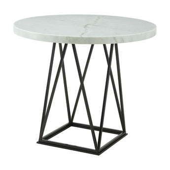 Riko - Mesa de comedor redonda con altura de mostrador - Blanco