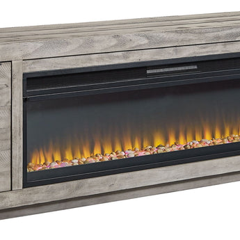 Naydell - 92" TV Stand With Wide Fireplace Insert - Gray