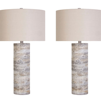 "Stonehaven Glow" Polyresin Table Lamp (Set of 2) - Stone