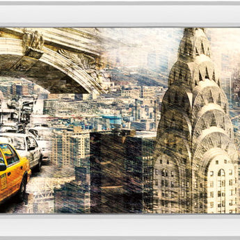 Downtown New York By Sola B - Mirrored Frame Wall Art - Beige