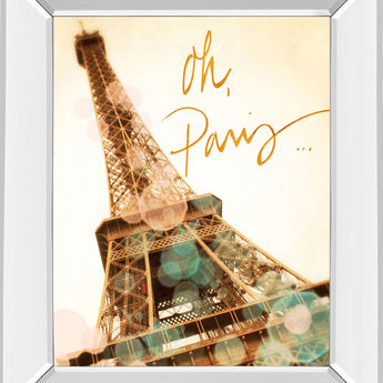 Oh Paris By Emily Navas - Mirror Framed Print Wall Art - Beige