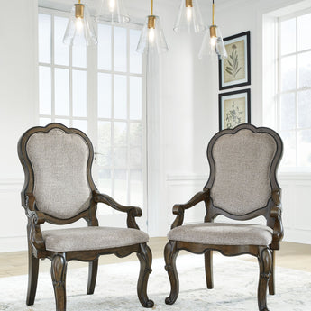 Maylee - Dining Upholstered Arm Chair (Set of 2) - Dark Brown