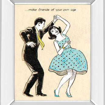 Make Friends Of Your Own Age By Roy Newby - Mirror Framed Print Wall Art - Beige