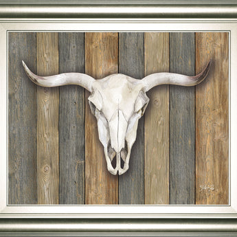 Cow Skull Il By Marla Rae Framed Print Wall Art - Light Brown