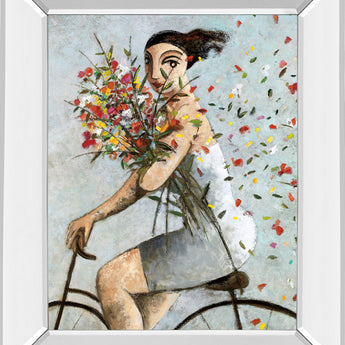 Petals By Lourenco - Mirror Framed Print Wall Art - Gray