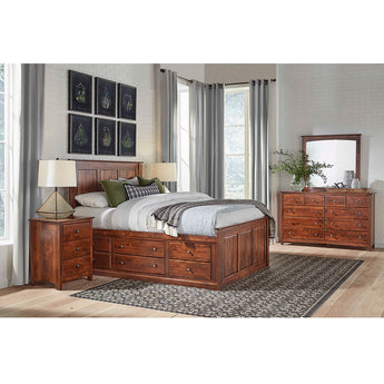 Shaker Full Chest Bed - Tall 6 Drawer / 3 Drawer Pedestal & Raised Panel HB / FB