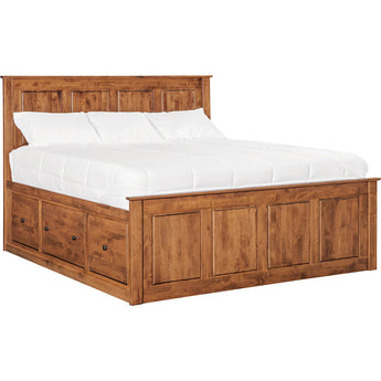 Shaker King Chest Bed - Tall 6 Drawer / 3 Drawer Pedestal & Raised Panel HB / FB