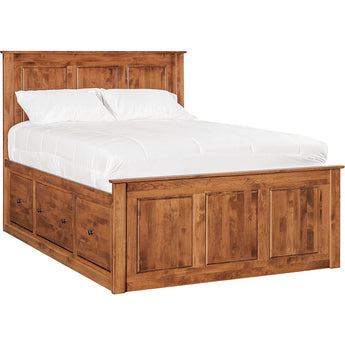 Shaker Queen Chest Bed - Tall 6 Drawer / 3 Drawer Pedestal & Raised Panel HB / FB