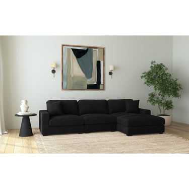 Arizona Steno Black Sectional 6PC Set & Ottoman