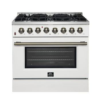 Forno 36" Dual Fuel Gas Range, White - FFSGS6156-36WHT