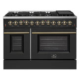 Forno 48" Dual Fuel Gas Range,Black - FFSGS6156-48BLK