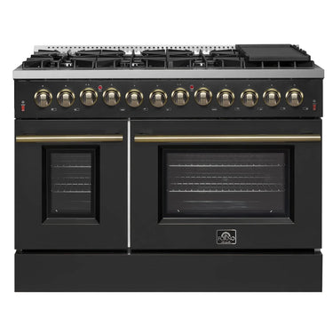 Forno 48" Dual Fuel Gas Range,Black - FFSGS6156-48BLK