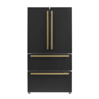 Forno 36" French Door Refrigerator, Black - FFRBI1820-36BLK