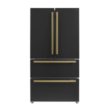 Forno 36" French Door Refrigerator, Black - FFRBI1820-36BLK