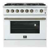 Forno 36" Gas Range w/Convection Oven, White - FFSGS6277-36WHT