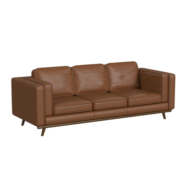 Venus Sofa in Pebble Tan with Cherry Finished Wooden Front