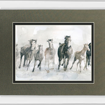 Running Wild By Carol Robinson - Mirror Framed Watercolor Print Wall Art - Dark Gray