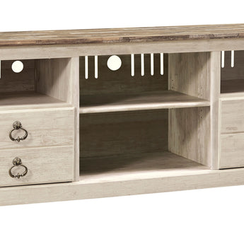 Willowton - 64" TV Stand W/Fireplace Option - Whitewash