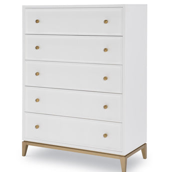Chelsea - Drawer Chest - White With Gold Accents