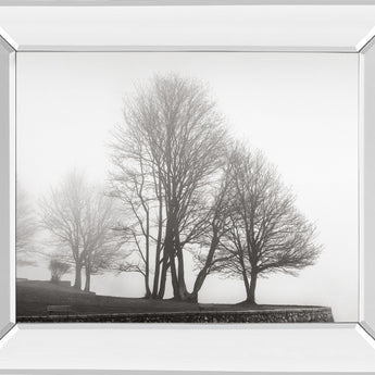Fog And Trees At Dusk By Lsh - Mirror Framed Print Wall Art - Dark Gray
