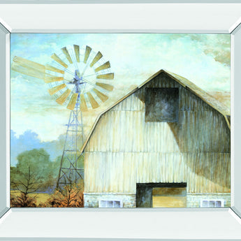 Barn Country By White Ladder - Mirror Framed Print Wall Art - Beige