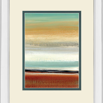 Horizon Lines II By Tesla Mirrored Frame - Light Brown