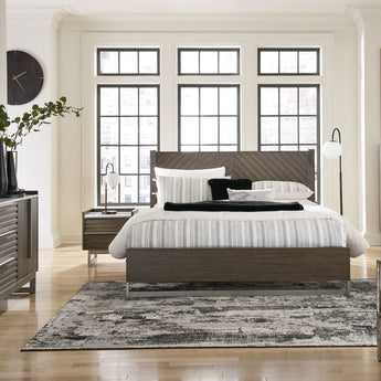Arkenton - 5 Pc. - Dresser, Mirror, King Panel Bed - Grayish Brown