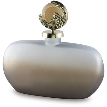 Acario - 11" Jar - Taupe / Gold Finish