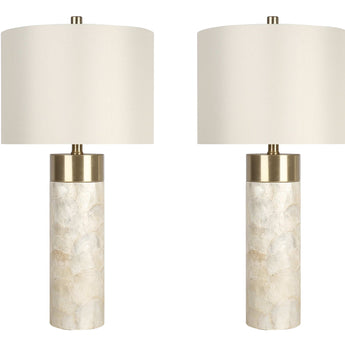 "Luminous Shell" Shell And Metal Table Lamp (Set of 2) - Natural Shell / Soft Gold / Beige