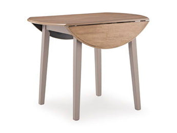 Harperfeld - Round Dining Room Drop Leaf Table - Natural / Gray